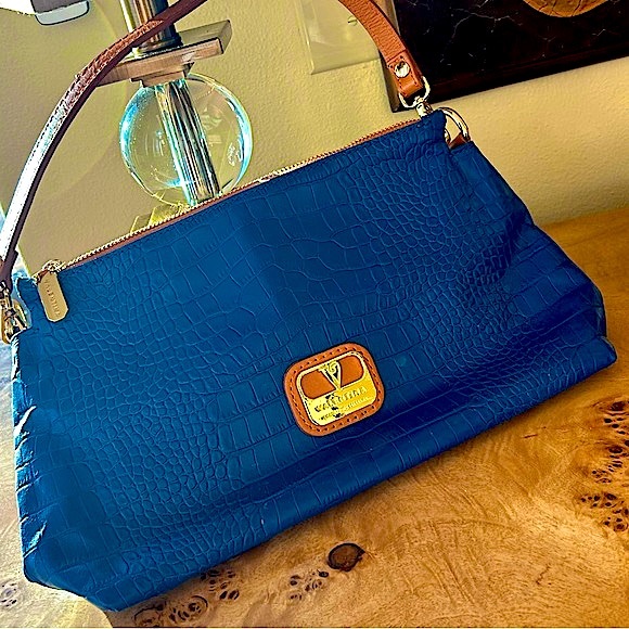 VALENTINA BLUE LEATHER SHOULDER BAG! - Picture 2 of 14